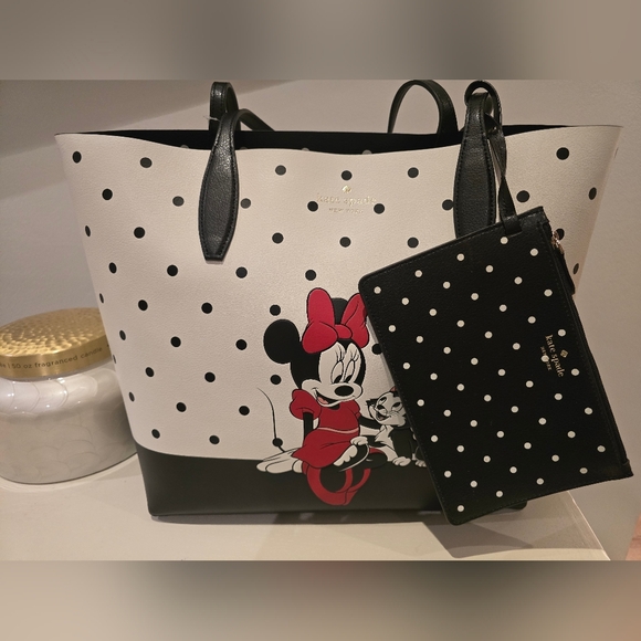 NWT Kate Spade Polka Dot Minnie Mouse Tote Bag  Reversable - Picture 4 of 8